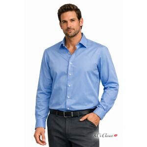 Van Heusen Ultra Wrinkle Free Slim Fit Stretch Dress Shirt – Blue (Sz L)